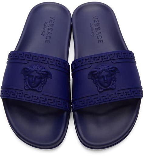 versace medusa slides blue|Versace palazzo slides.